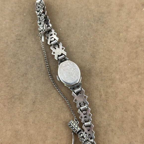 Fabulous Vintage 1920-30's Bently Ladies Wristwatch Bracelet with Marcasite Gems - Picture 5 of 8